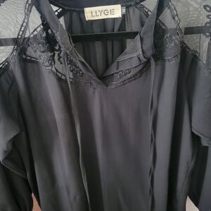 Black Sheer Lace Blouse